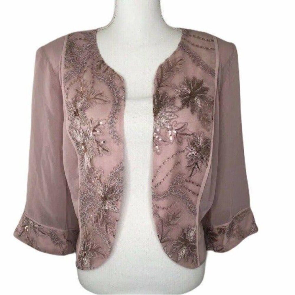 Le Bos Formal Wedding Open Front Jacket Mother Of Bride Size 22 PInk New